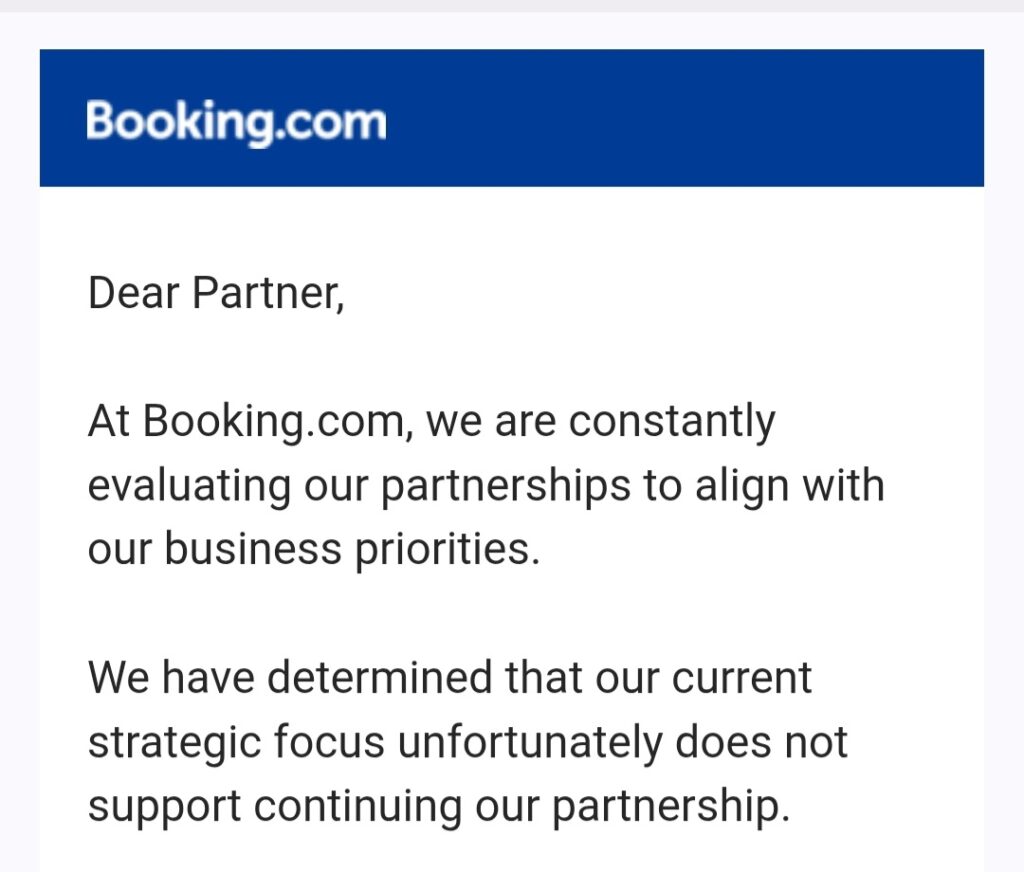 Booking.com “Important Notice: Termination of Partnership” Email Explained – What Travel Bloggers Need to Know